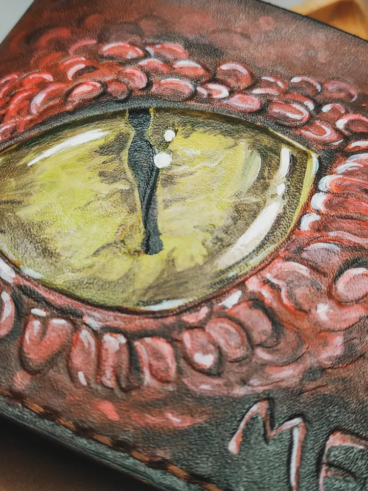Dragon Wallet, Personalized Leather Custom Mens & Womens Bifold handmade Hand painted wallet, Engraved Unique wallet for men and women