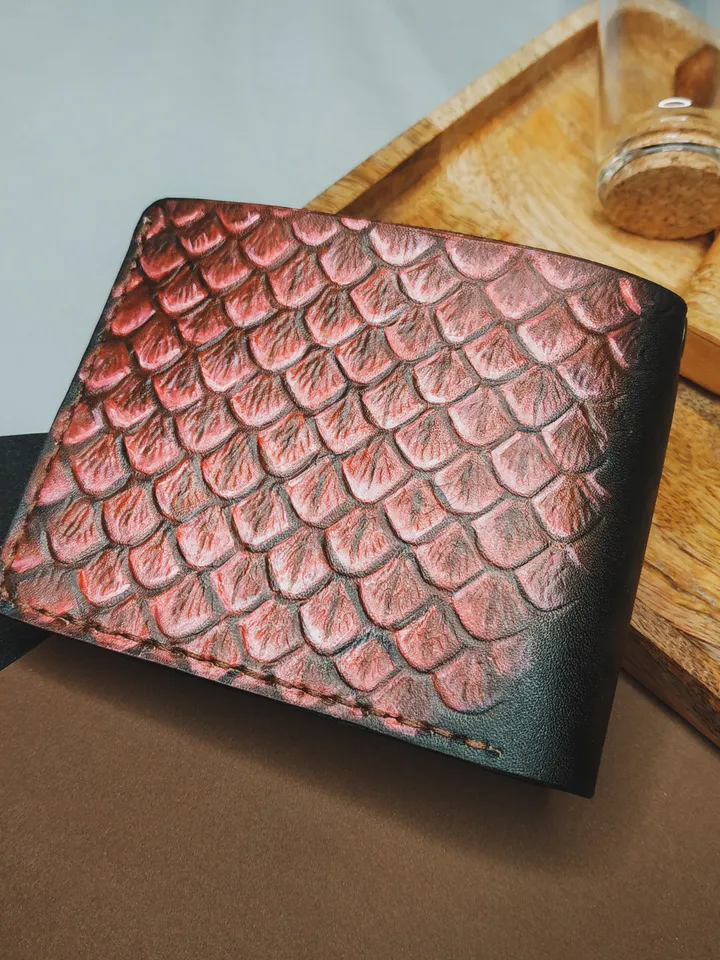Dragon Wallet, Personalized Leather Custom Mens & Womens Bifold handmade Hand painted wallet, Engraved Unique wallet for men and women