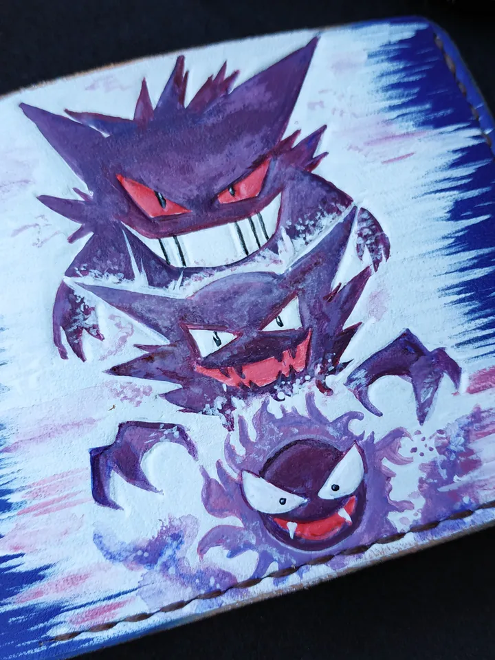 Gengar, Haunter, Gastly Pokemon Leather Wallet, manga wallet, anime wallet men women, Cartoon Wallet, Pesonalized Geek Gift Gifts him