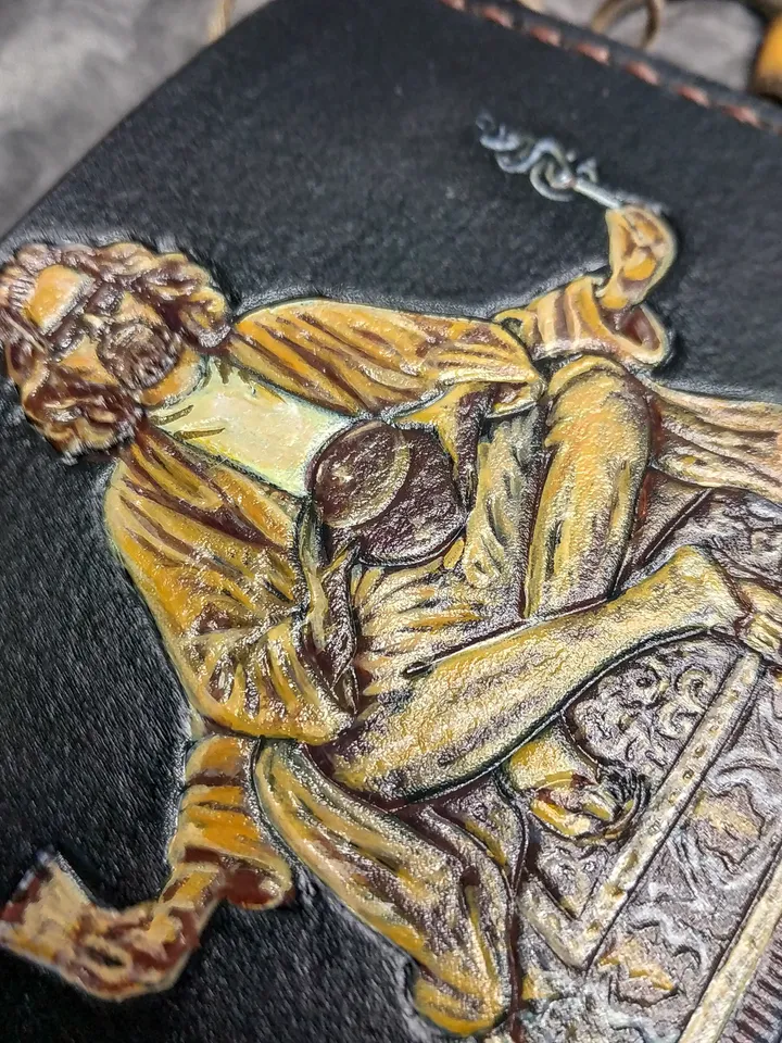The Dude Lebowski Personalized Leather Wallet, Hand Painted Embossed Custom wallet Initials, The Big Lebowski Gift, Gift for men man women