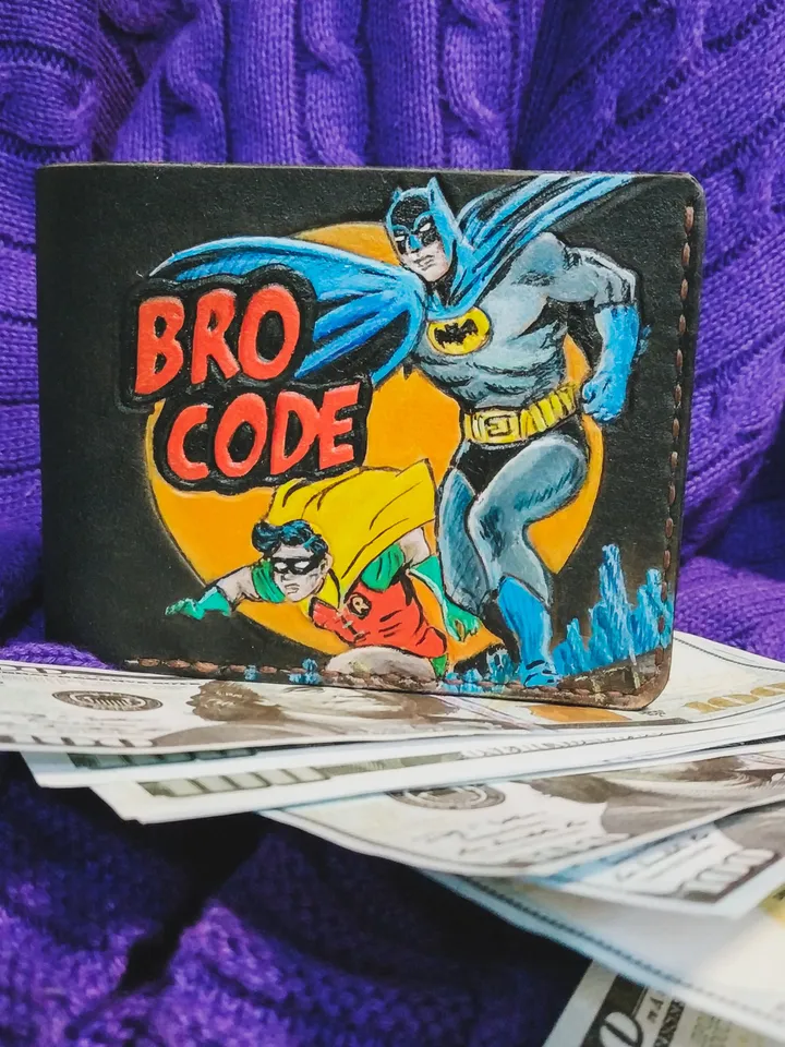 BATMAN & JOKER, Robin, Riddler Handcrafted Wallet, Genuine Leather Wallet, Personalized Engraved Embossing Custom Wallet Men, Wallets, DC