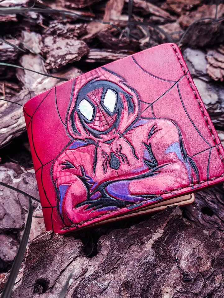 SPIDERMAN Wallet, 100% Leather Wallet, Custom Personalized Wallet Marvel Avengers Spider-man, Gift Geek, Geek Wallet, Marvel Gifts, Gift