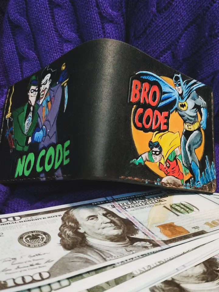 BATMAN & JOKER, Robin, Riddler Handcrafted Wallet, Genuine Leather Wallet, Personalized Engraved Embossing Custom Wallet Men, Wallets, DC