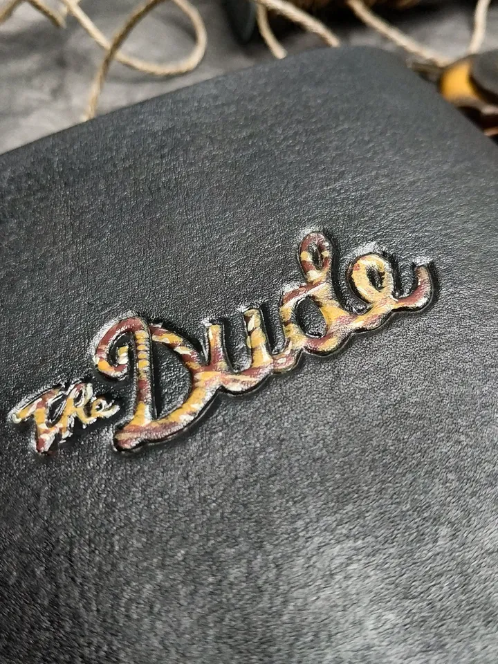 The Dude Lebowski Personalized Leather Wallet, Hand Painted Embossed Custom wallet Initials, The Big Lebowski Gift, Gift for men man women
