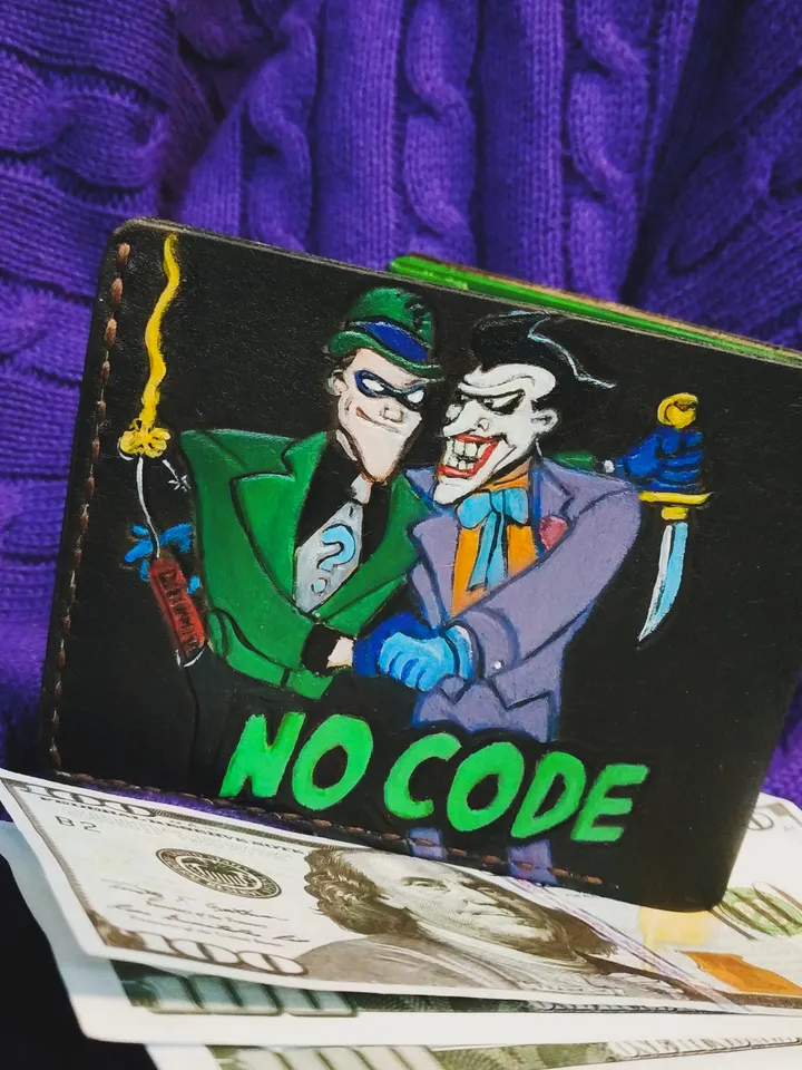 BATMAN & JOKER, Robin, Riddler Handcrafted Wallet, Genuine Leather Wallet, Personalized Engraved Embossing Custom Wallet Men, Wallets, DC