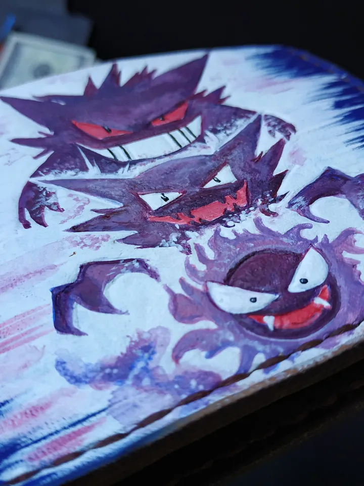 Gengar, Haunter, Gastly Pokemon Leather Wallet, manga wallet, anime wallet men women, Cartoon Wallet, Pesonalized Geek Gift Gifts him