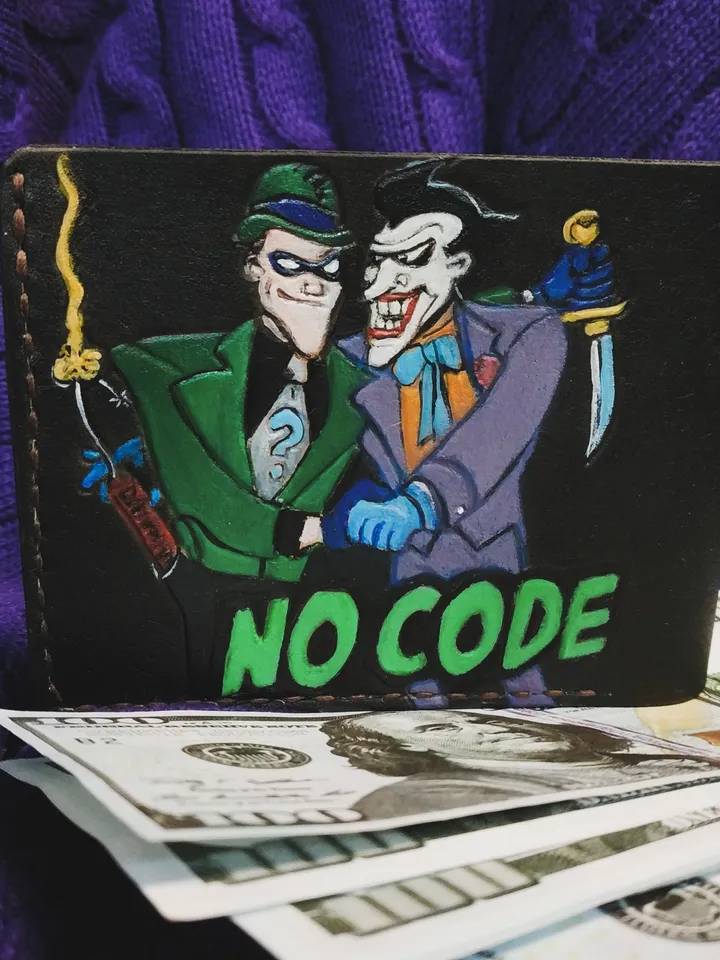 BATMAN & JOKER, Robin, Riddler Handcrafted Wallet, Genuine Leather Wallet, Personalized Engraved Embossing Custom Wallet Men, Wallets, DC