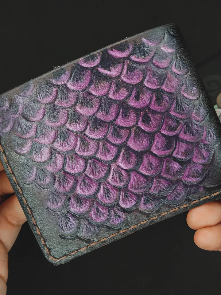 Dragon Wallet, Personalized Leather Custom Mens & Womens Bifold handmade Hand painted wallet, Engraved Unique wallet for men and women