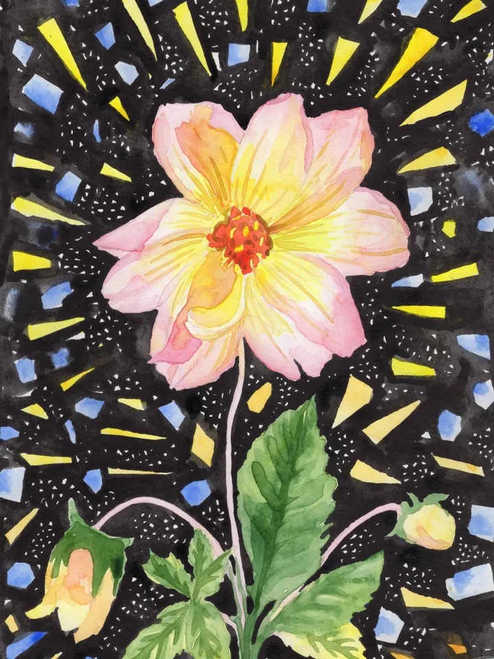 MAJESTIC DAHLIA (2021) Original author's watercolor painting