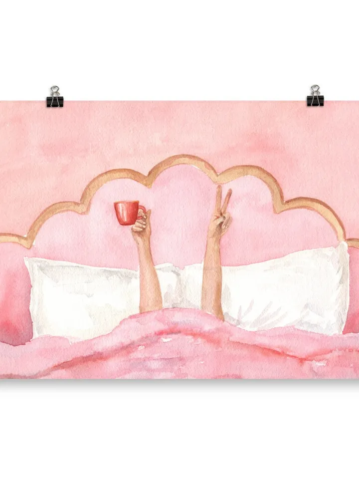 Pink Feminine Watercolor Painting Poster, Pink Girls Room Wall Art, Boho Apartment Decor, Pink Aesthetic, Bar Cart Decoration, Preppy Art