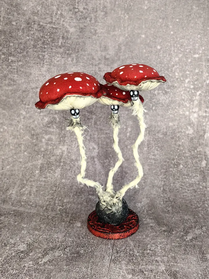 Red mushroom decor Witchy decor Amanita decor Scary Halloween decor Creepy decor Goth mushroom statue Creepy gift