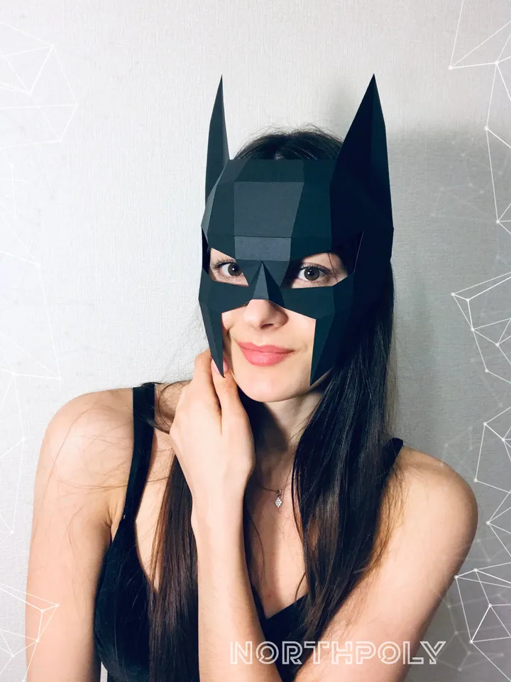 Bat Mask Papercraft, Digital Template, PDF Download, Gurko, 3D Low Poly Animal Mask, DIY Origami, Pepakura, Paper Mask, DIY Costume