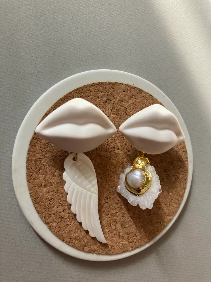 Earrings English biscuit porcelain