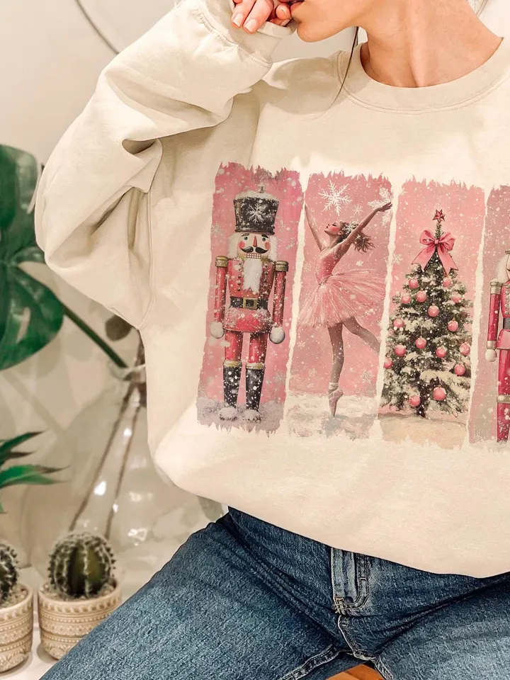 Retro Nutcracker Christmas PNG, Preppy Christmas Png, Holiday Vibes Png, Nutcracker Ballet Png, Christmas Tree, Pink Christmas, Sublimation