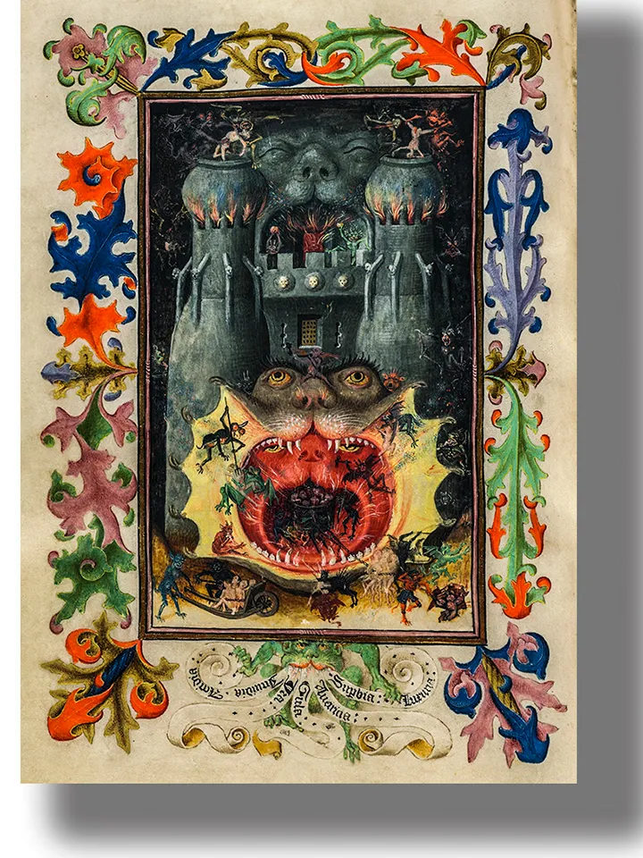 The Mouth of Hell. Hellmouth art print. Sinners and demons artwork. Inferno style decor.