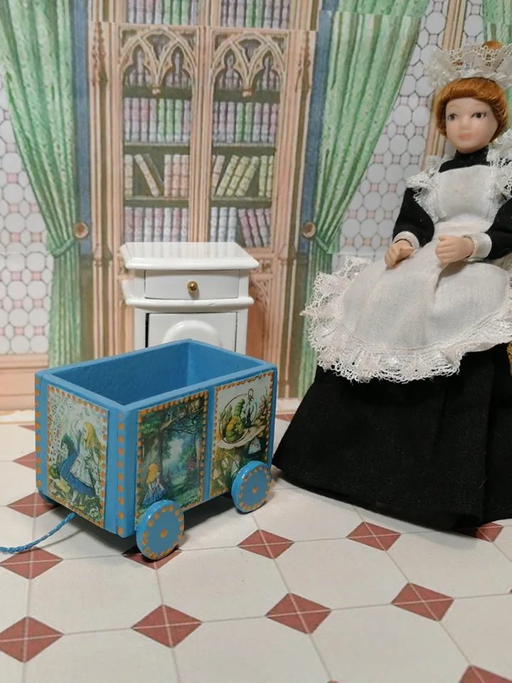 Trolley for dollhouse. Doll toy.1:12 scale.