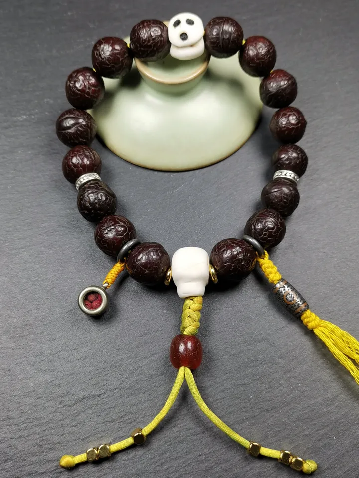 Gandhanra Antique Tibetan Handhold Wrist Mala, Old Bodhi Seed Beads Bracelet