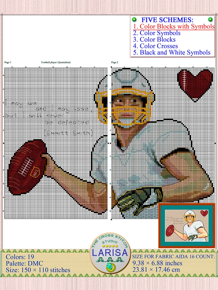 American Football Cross Stitch Pattern | Football Player