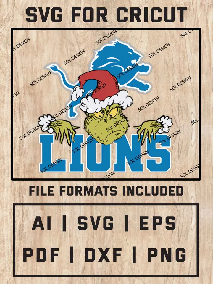Grinch Detroit Lions SVG, NFL SVG Design, NFL Detroit Lions SVG, NFL Lions Cricut, Christmas Svg, Grinch svg, Digital Download