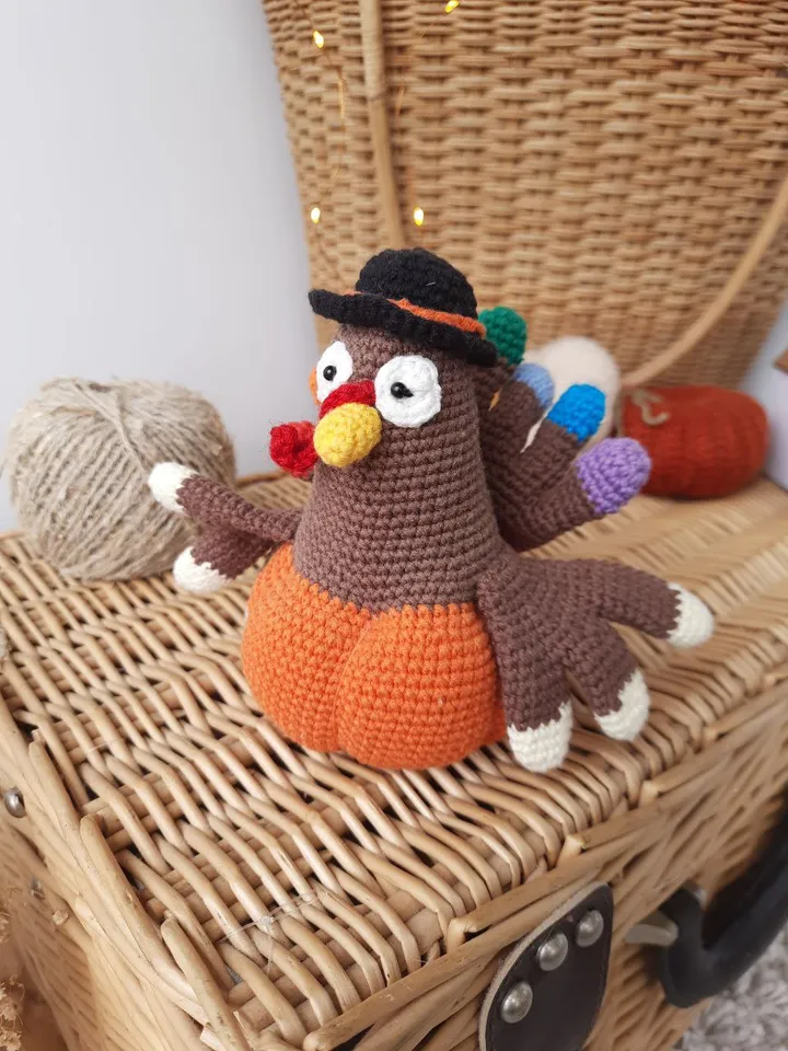 Stuffed turkey toy original gift for best friends. Thanksgiving Day home decor