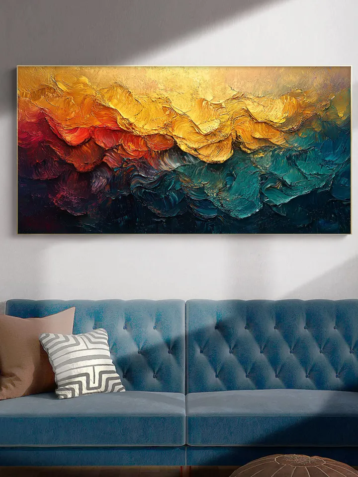 Original Textured Colorful Oil Painting On Canvas, Large Wall Art, Abstract Acrylic Painting, Custom Painting Living room Bedroom Wall Decor