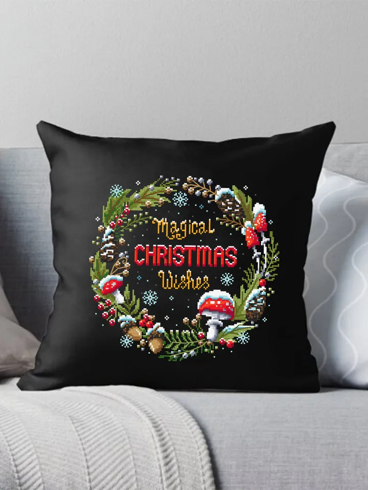 Christmas wreath cross stitch pattern download PDF Magic mushroom cross stitch chart, Holiday embroidery, Christmas pattern digital PDF #N66