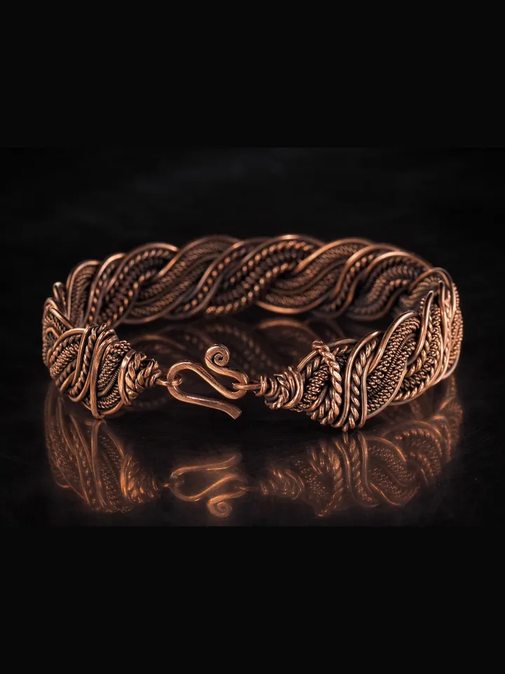 Woven copper wire bracelet Antique style handcrafted copper jewelry Unique gift