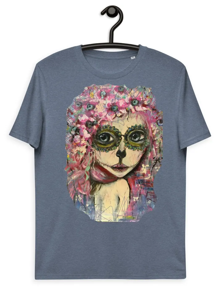 Santa Muerte Unisex organic cotton t-shirt,the t shirt made with my own acrylic mix media Santa Muerte painting.