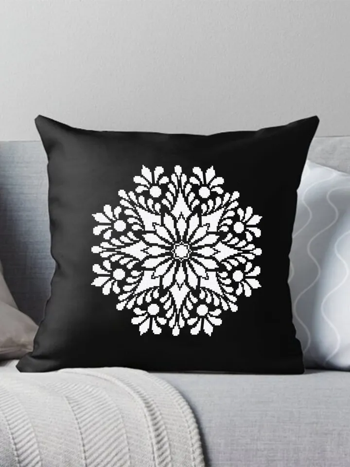 Mandala cross stitch pattern download PDF Monochrome cross stitch chart Flower mandala pattern digital Floral ornament embroidery PDF #M3