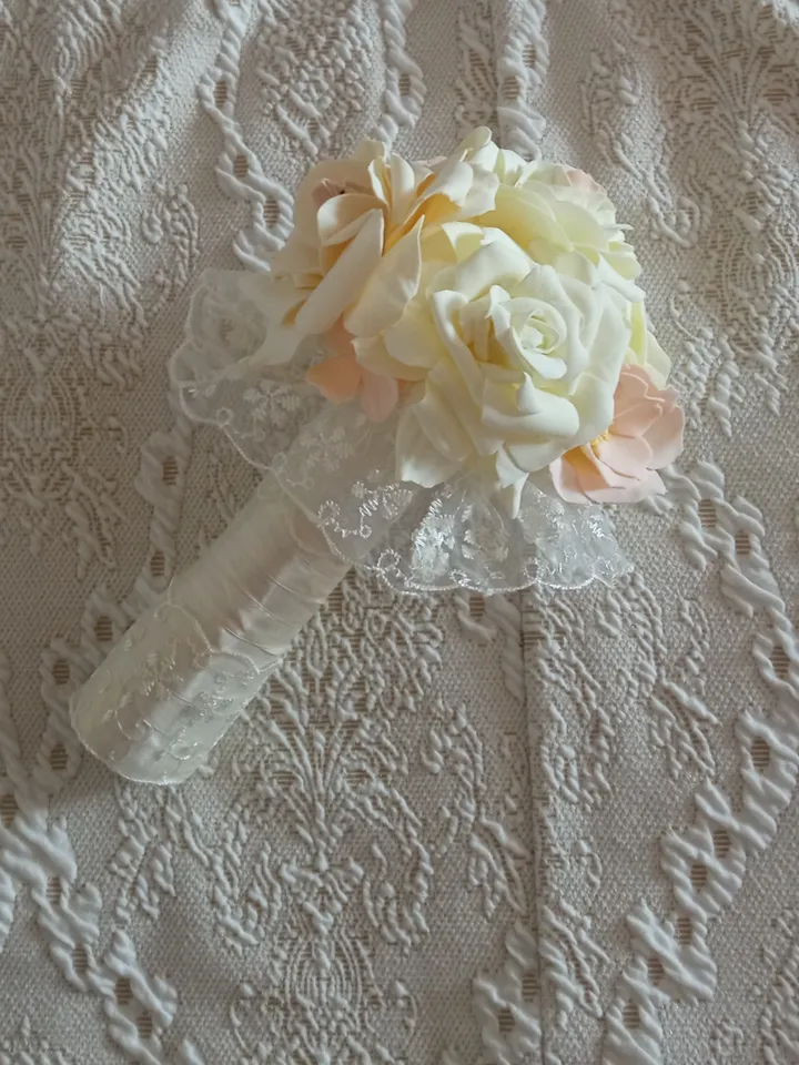 Handmade bridal bouquet double and boutonniere for groom/wedding bouquet/boutonniere for the groom/ wedding boutonniere