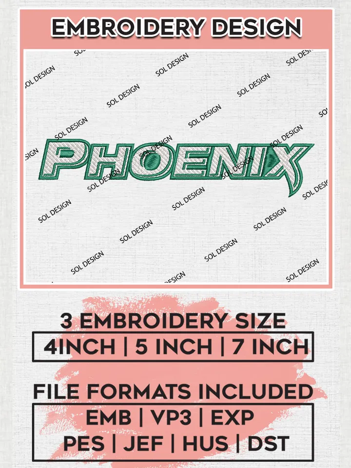 NCAA Phoenix College Football Team Wordmark Logo Embroidery Design Files, NCAA Green Bay Phoenix Machine Embroidery, NCAA Teams, Game Day, 3 sizes, NCAA Machine embroidery designs, Digital Download