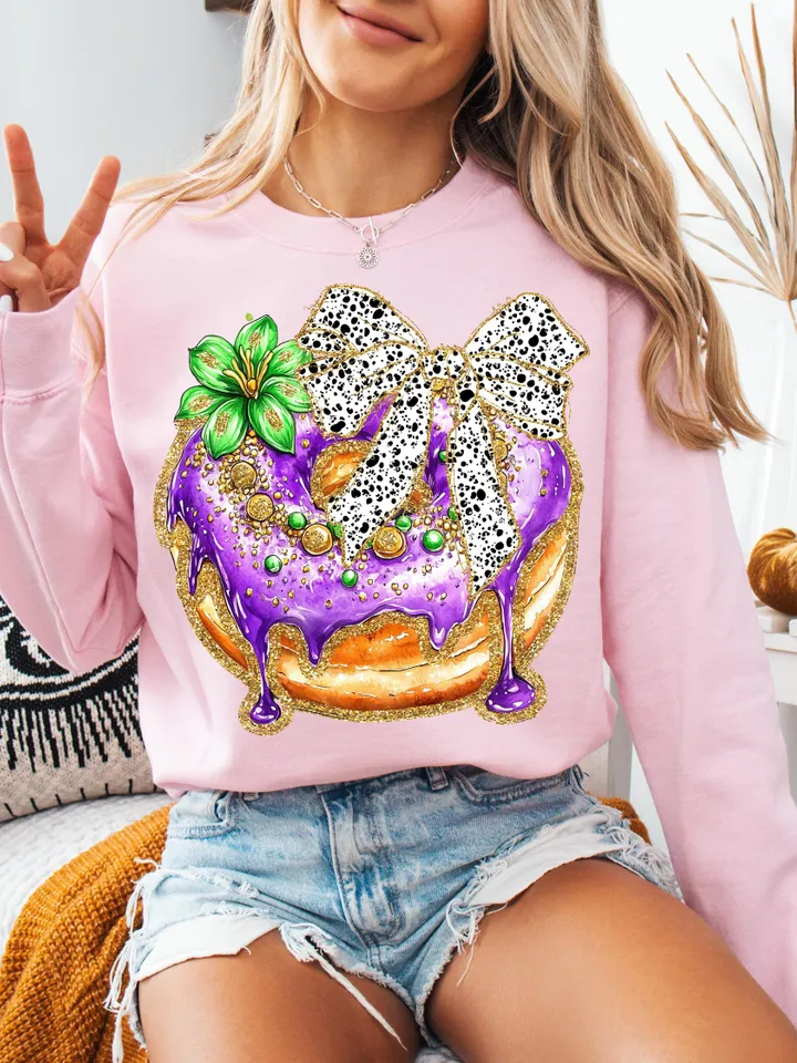 King Cake coquette png, Coquette Mardi gras png, Mardi Gras png, Let the good times roll png, Fleur De Lis Png, Brushstroke Mardi Gras Png