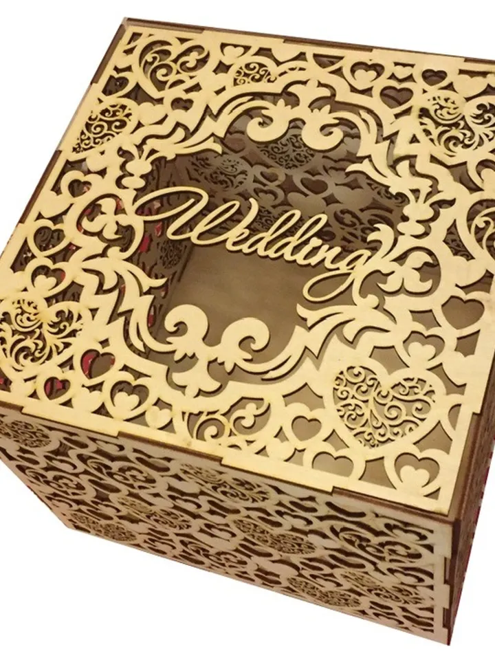 Digital Template Cnc Router Files Cnc Wedding Box Files for Wood Laser Cut Pattern