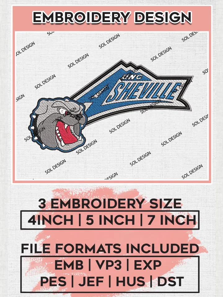 NCAA UNC Asheville Bulldogs Football Team Logo Machine Embroidery Design, NCAA UNC Asheville Bulldogs Team Design Design files, NCAA Team Embroidery Designs, NCAA Machine Embroidery Designs, Digital Download