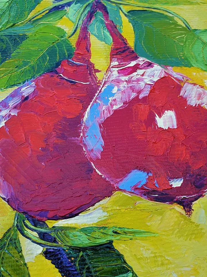 Pear Painting Fruit Original Art Tree Wall Art Impasto Oil Painting Canvas