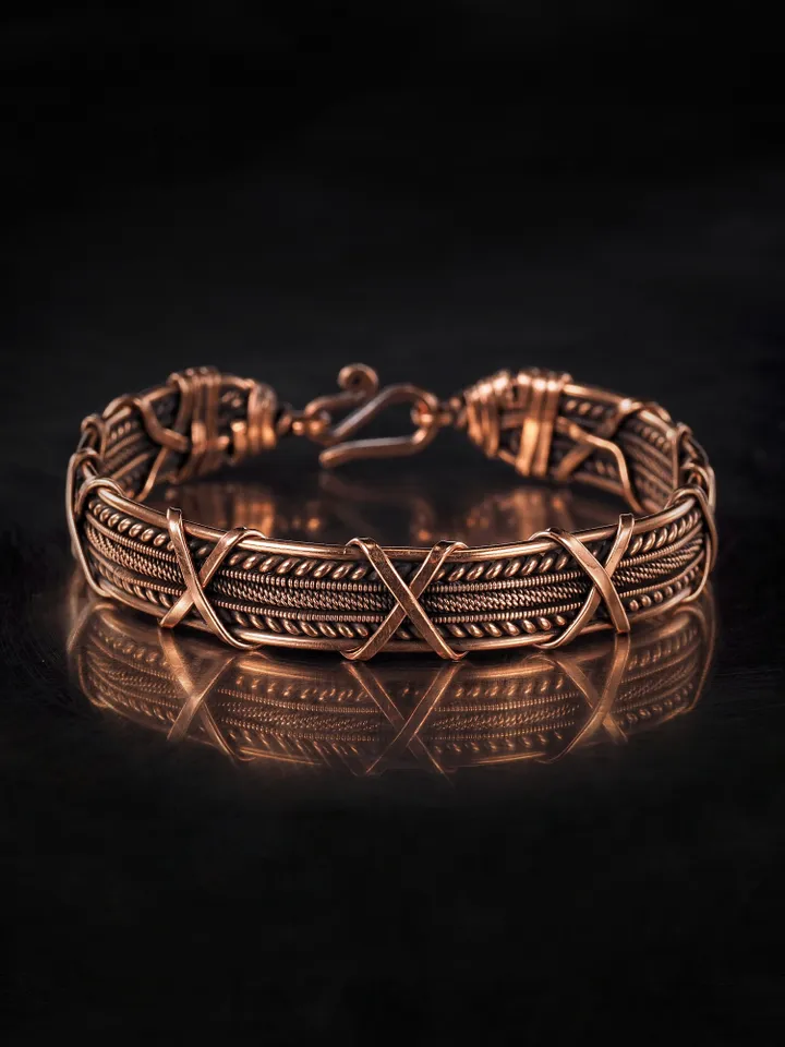 Woven copper wire bracelet Antique style handcrafted copper jewelry Unique gift
