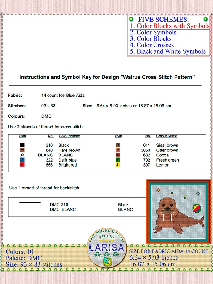 Walrus Cross Stitch Pattern | Playful Walrus Cub Design