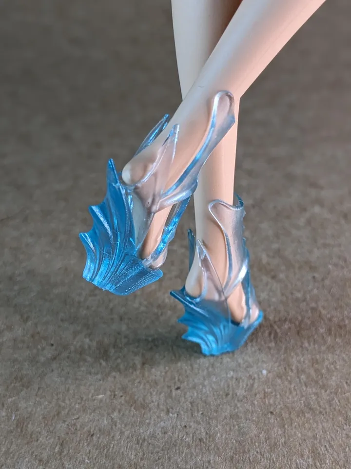 Blue transparent wedge sandals for 1/6 scale female dolls