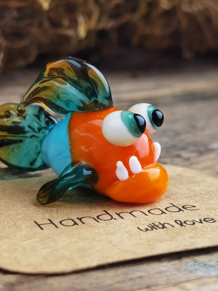 Glass Fish figurines Tiny fish Miniature fish Glass figurines Tiny glass animals Blown glass art Aquarium decor Dollhouse miniature