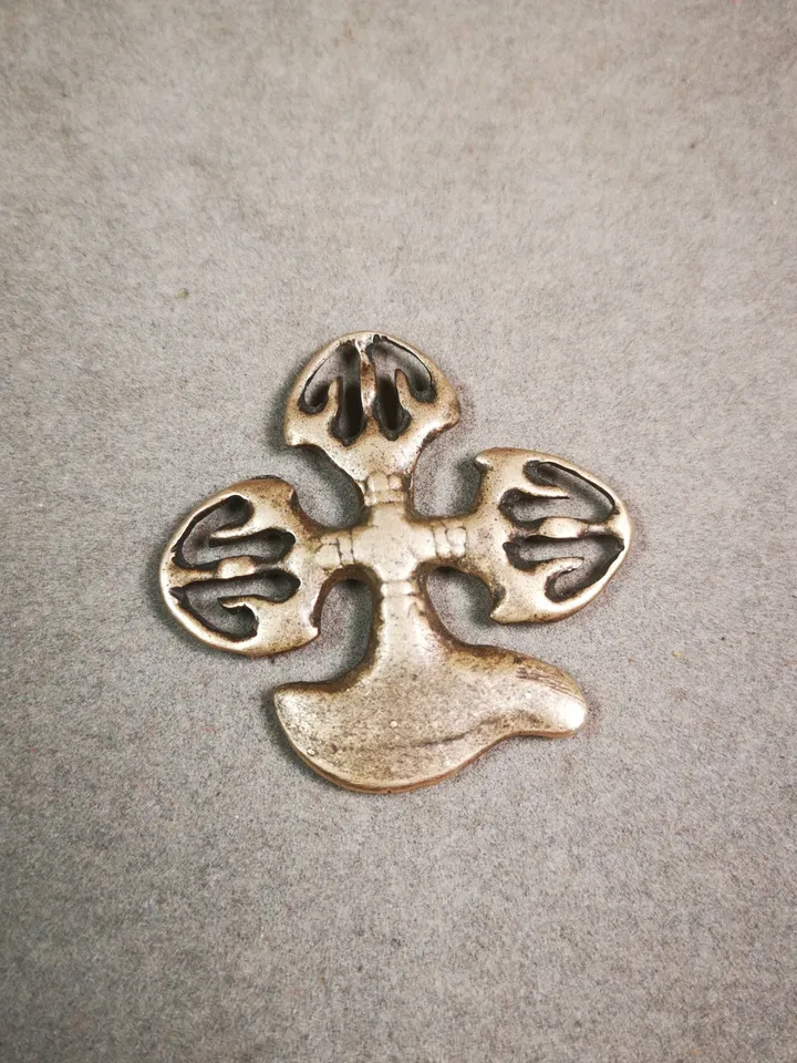 Gandhanra Antique Tibetan Amulet,Cross Vajra Kartika(knife of the dakinis) Pendant,Trantic Buddhism Dharma Ritual, Made of Lima Brass
