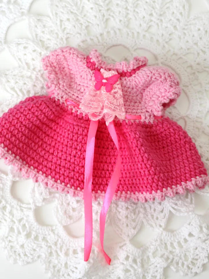 Dress baby doll crochet pattern PDF in English Doll baby clothes pattern