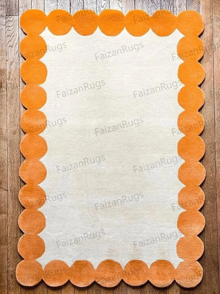 New Rust and white Hand Tufted Solid Rug 100% Wool For Living Room, Bed Room, Rids Room In Any Size 3x9,4x12,10x14,10x12,9x12,8x10