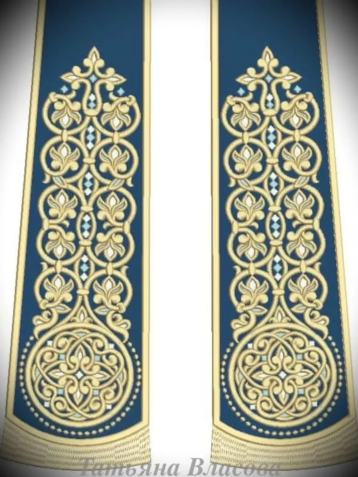 Ribbon for icon decoration, machine embroidery design.
