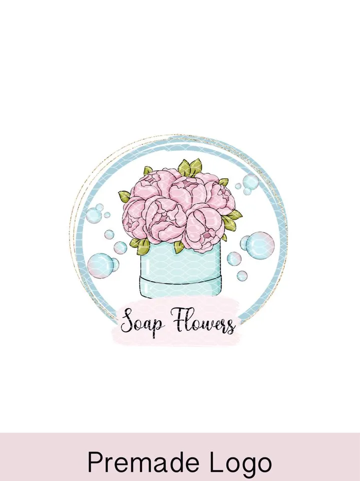 Beautiful Flowers Soap Logo, Bath Bomb Logo, Bath Products Logo, Soap Bar Logo, Bath Bomb Branding, Soap Custom Logo