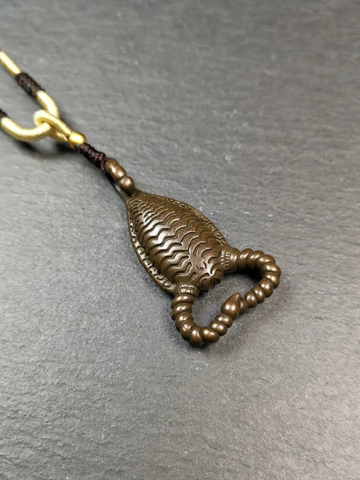 Gandhanra Handmade Tibetan Amulet,Scorpion Guru of Padmasambhava, Buddhist Scorpion Totem Pendant, Made of Thokcha,1.7&quot;