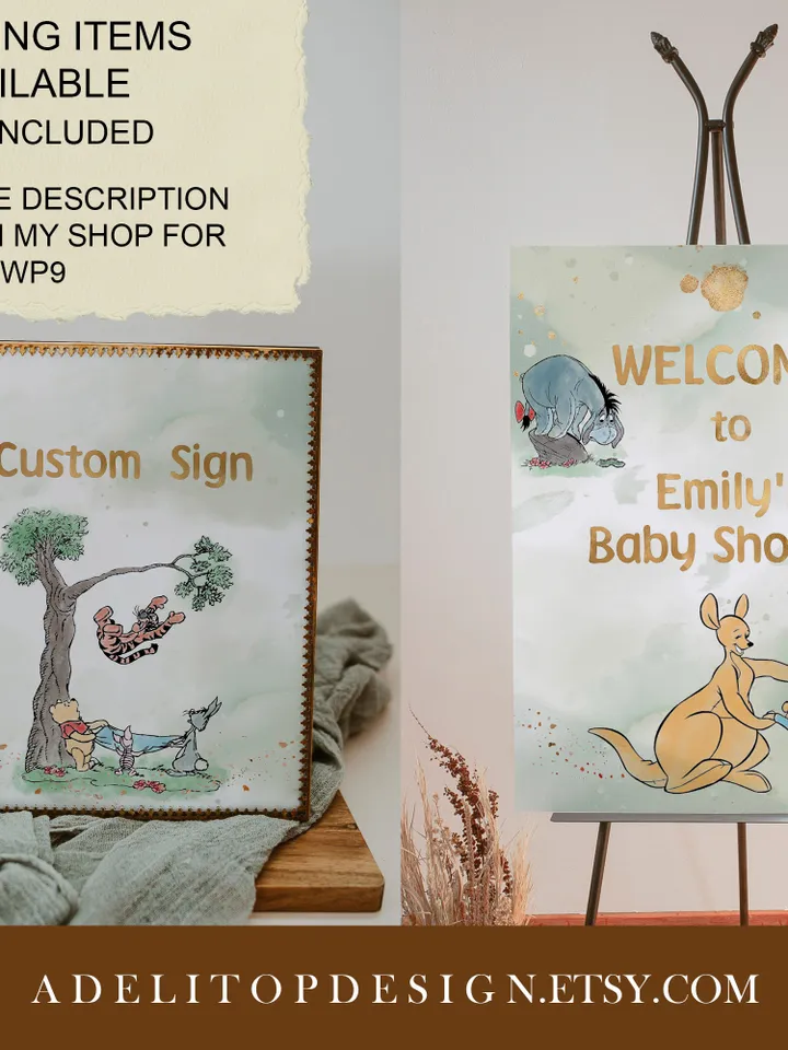 Classic Winnie Pooh Baby Shower Invitation Set; Neutral Baby Shower Template; Wizard Baby Shower Invite; Honey Bear Invite; Winnie Templat