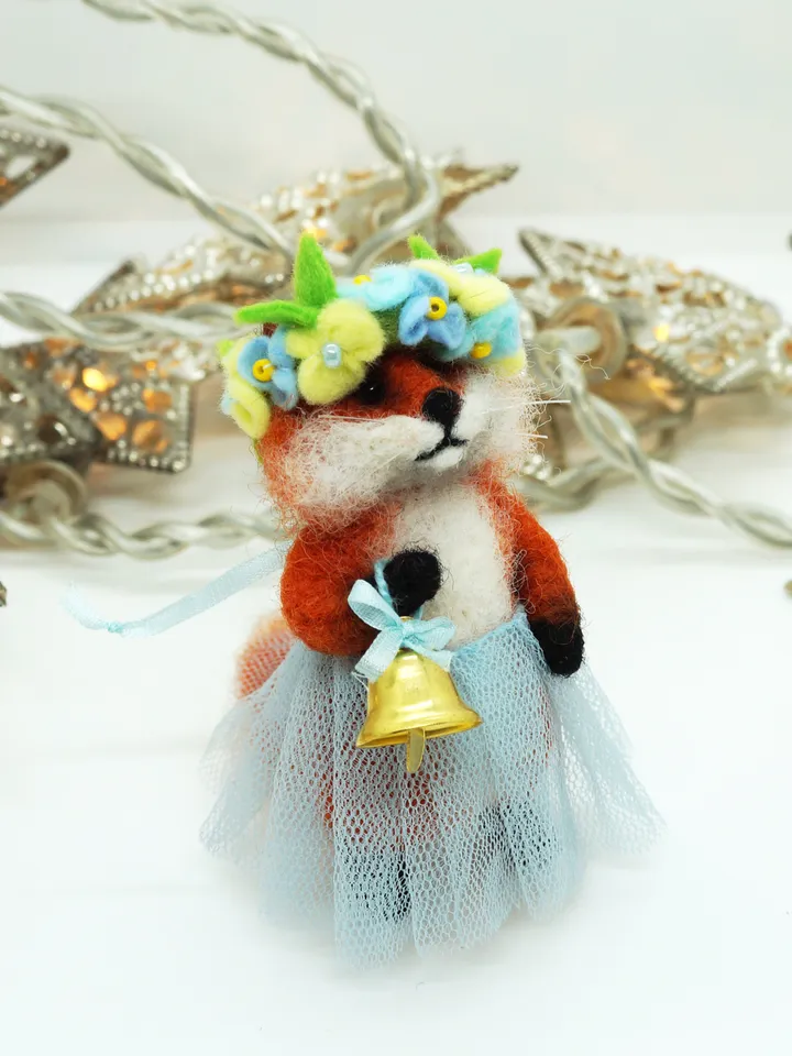 Dana the fox, miniature needle felted animal, ships from the US