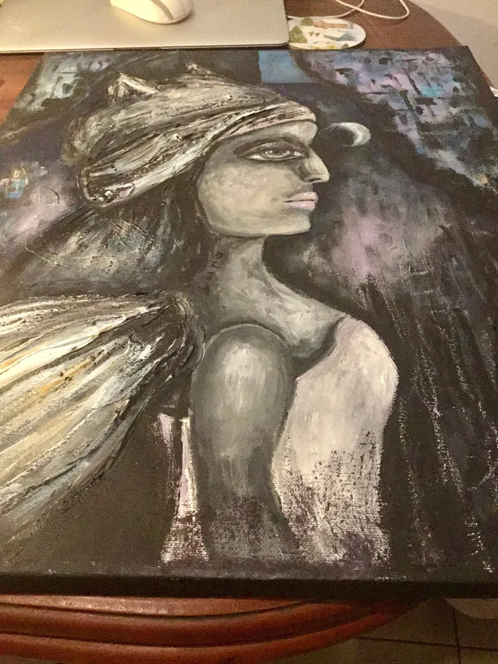 Luna,fantasy doll painting on canvas,original acrylic painting,fantasy woman painting,canvas wall art,one of a kind artwork.