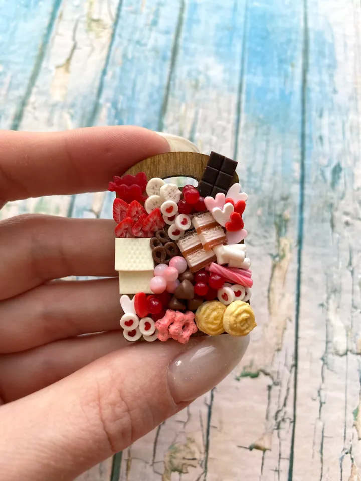 Miniature Valentine Charcuterie Board with Polymer clay Souvenir