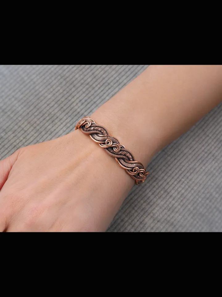Wire wrapped copper bracelet for woman Antique style copper jewelry WireWrapArt